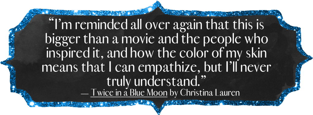 "I'm reminded all over again that this is bigger than a movie and the people who inspired it, and how the color of my skin means that I can empathize, but I'll never truly understand."